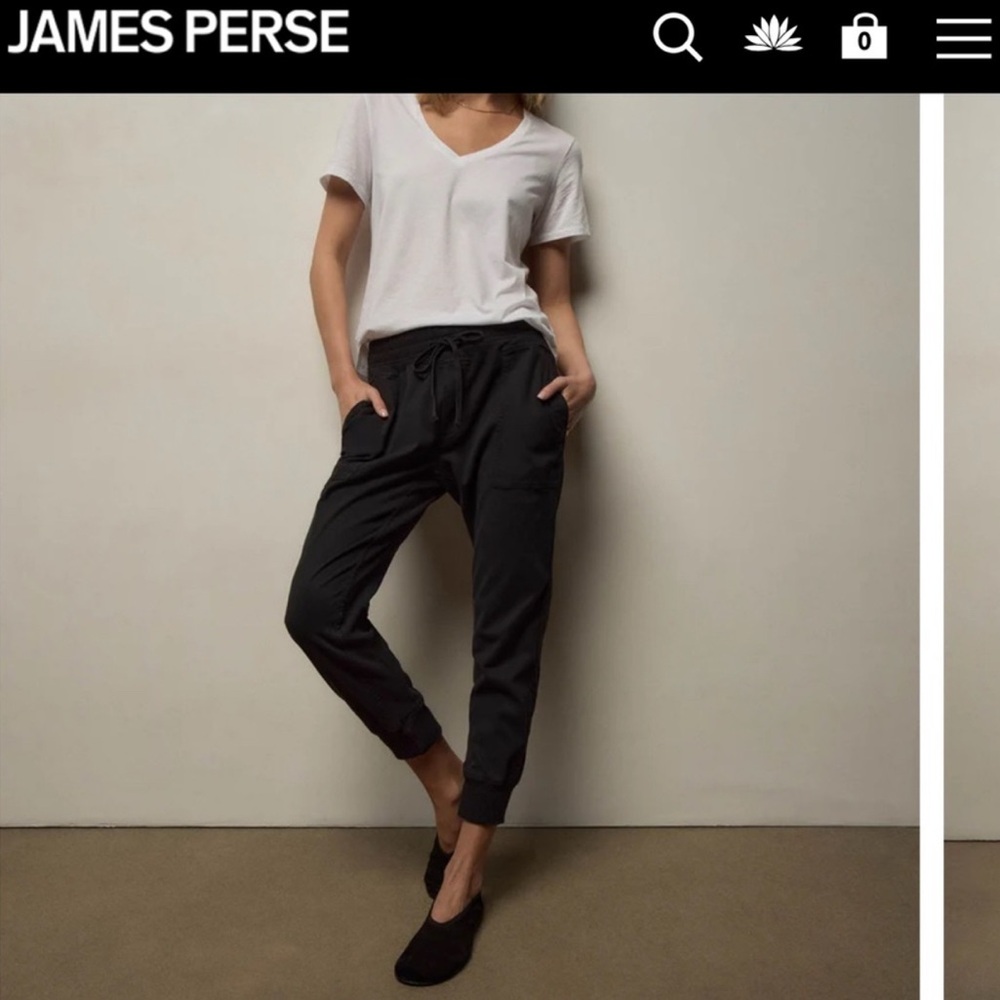 James Perse Black Slim Drawstring Joggers